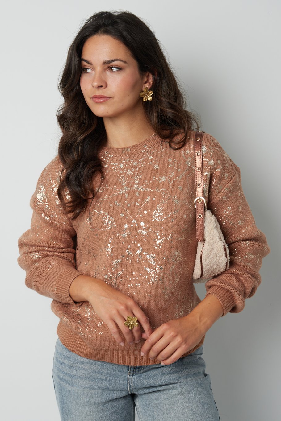 Pullover Glitzer Statement - schwarz Bild3